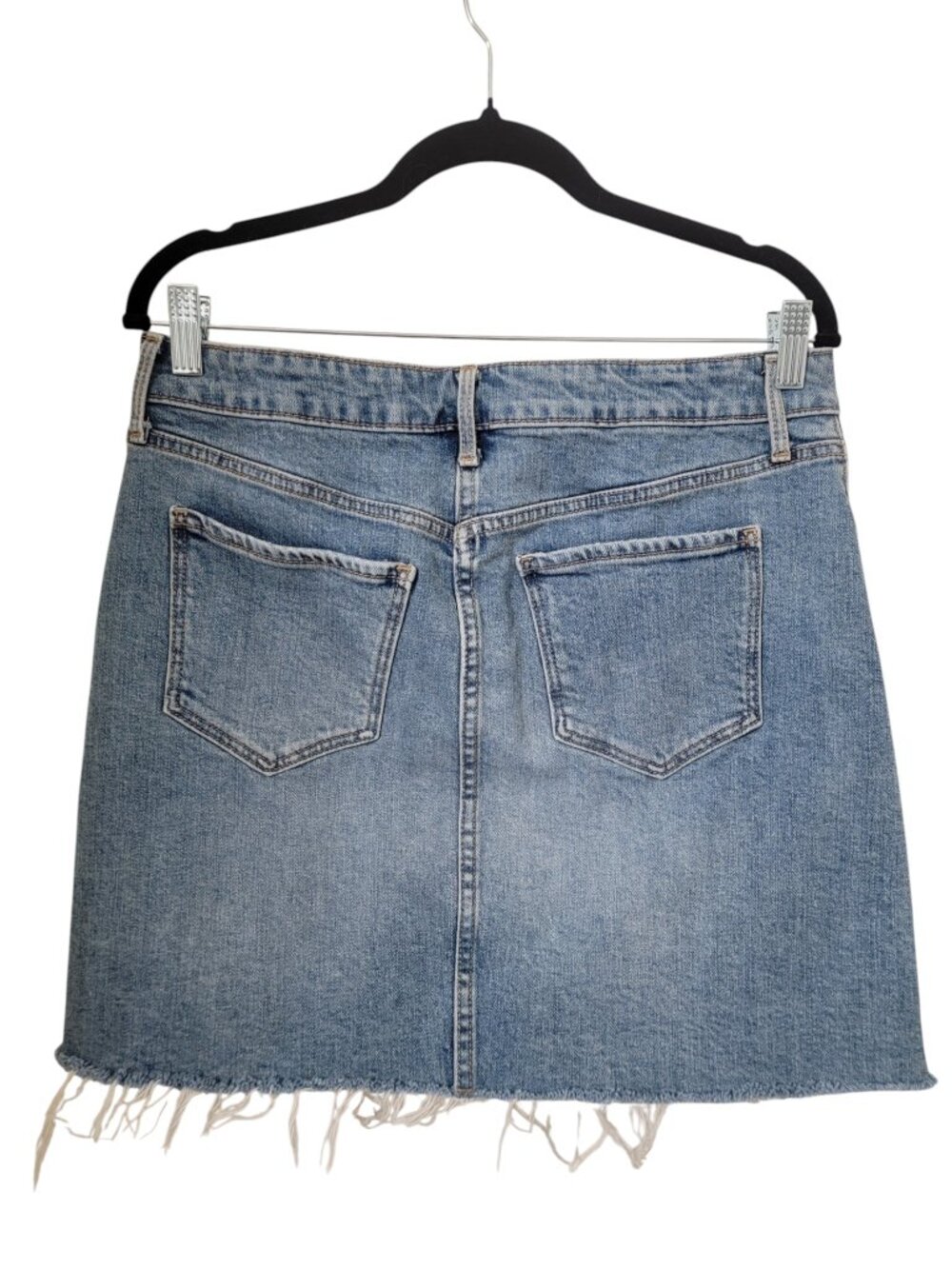 Old Navy Size 10 Blue Denim Distressed Mini Skirt, Raw/Frayed Hem - Picture 2 of 9